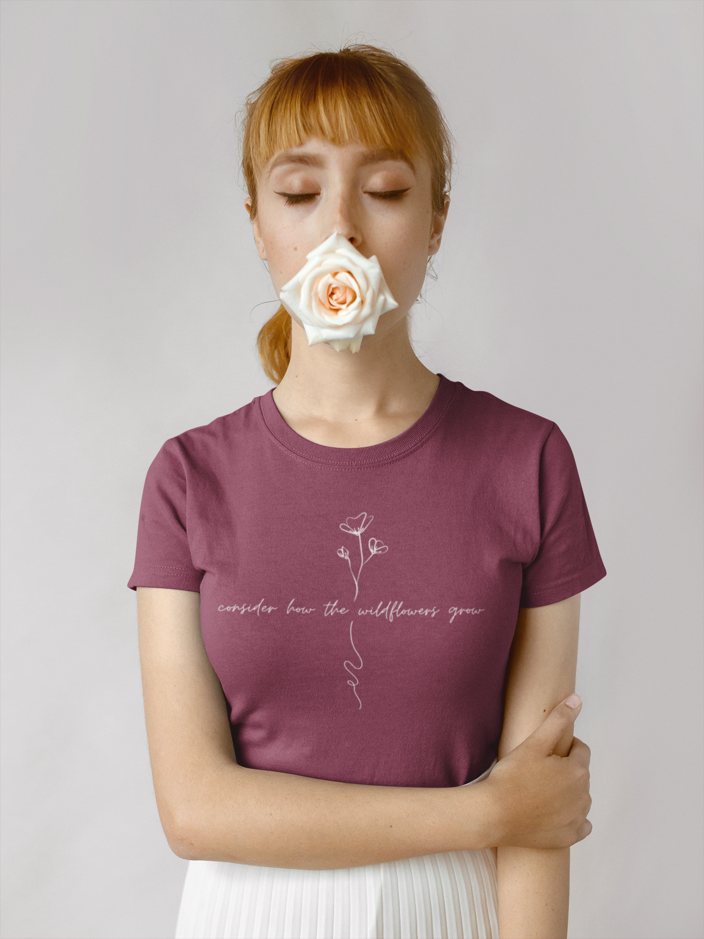 Consider How the Wildflowers Grow | Luke 12:27 Tee (White Font)